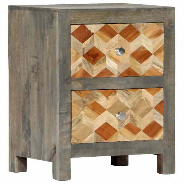 vidaXL Nachttisch Grau 40x30x50 cm Massivholz Mango, 282734
