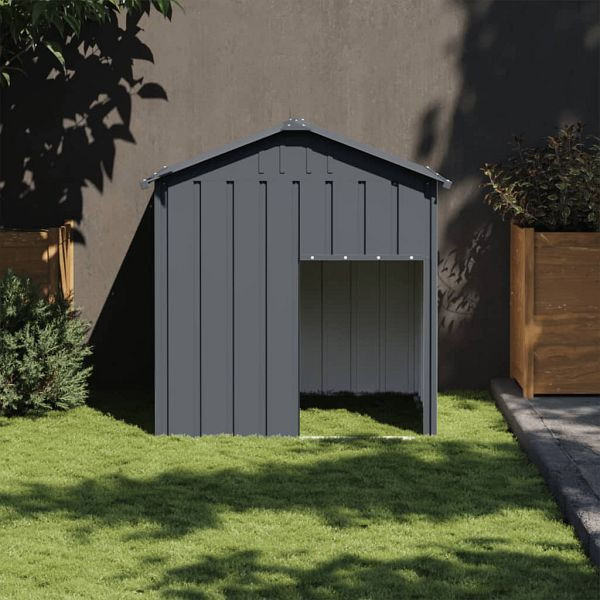 vidaXL Hundehütte mit Dach Anthrazit 117x103x123 cm Verzinkter Stahl, 172349