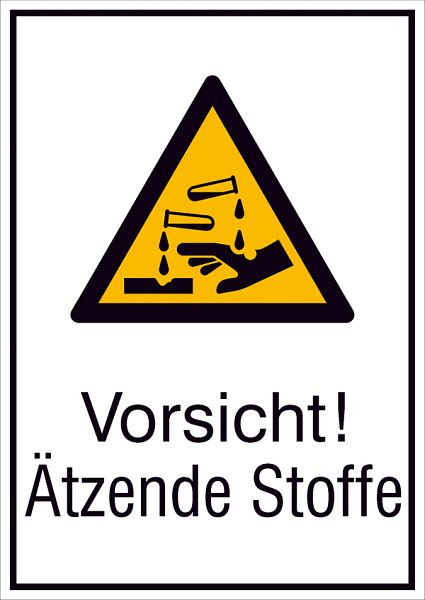 SafetyMarking Warn-Kombischild, Vorsicht! Ätzende Stoffe, BxH 26,2x37,1 cm, Aluminium, 11.A8126