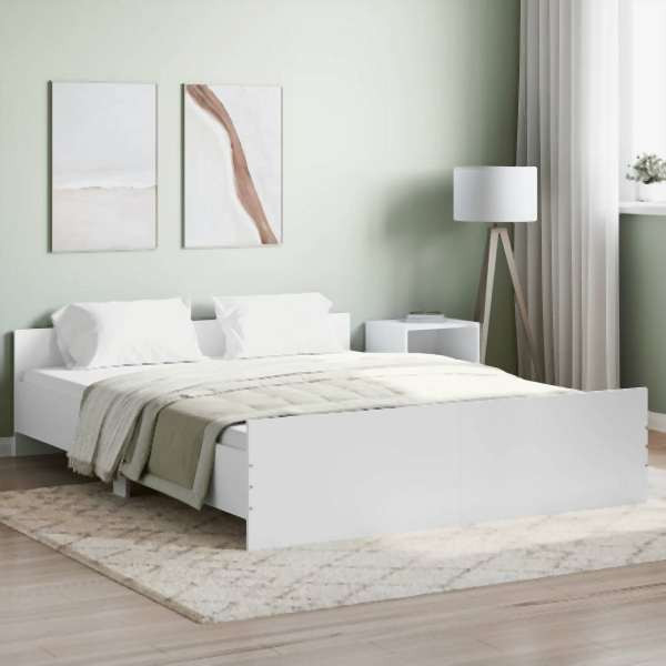 vidaXL Bettgestell mit Kopf- und Fußteil Weiß 150x200 cm, 3203754
