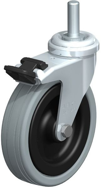 Blickle LRA-VPA 100G-FI-GS10 Apparate-Lenkrolle mit Gewindestift & Feststeller, Vollgummi, Grau, 285825
