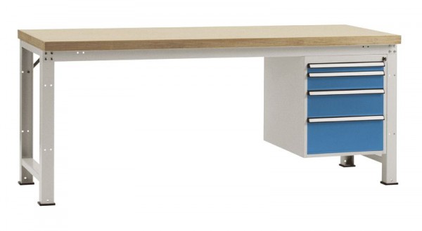 Manuflex Komplett-Werkbank Grund PROFI Standard mit Multiplex-Platte, BxTxH = 2000 x 700 x 840 mm, Brillantblau, WP5624.5007