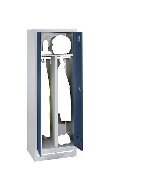 C+P Schwarz-Weiss-Spind Evolo, H1800xB610xT500mm, Farbe: Lichtgrau / Enzianblau, 48022-20 S10242