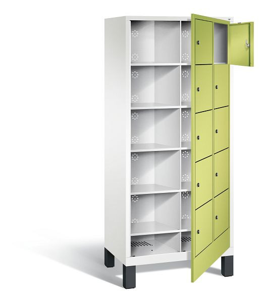 C+P Wäsche-Sammelschrank Evolo, H1850xB810xT500mm, Farbe: Verkehrsweiß / Viridingrün, 48060-205 S10232
