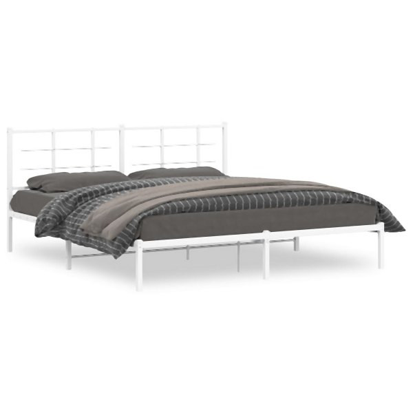 vidaXL Bettgestell mit Kopfteil Metall Weiß 180x200 cm, 355614