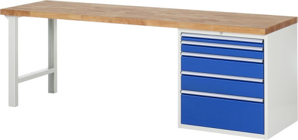 RAU Werkbank Serie 7000 - Baukasten-Bauweise, Unterbau-Container (5x XL-Schublade), 2500x840x700 mm, 03-7611A1-257B4S.11