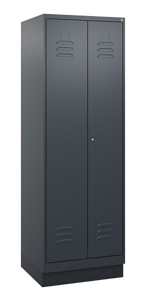 C+P Umkleidespind Classic PLUS SW, Sockel, 2 Abteile, 1800x600x500mm, 7016/7016, Zylinderschloss, 0800227-20 S10027