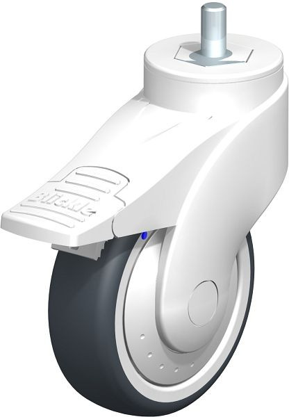 Blickle LWKX-TPA 101XK-FI-FK-GSX10 Kunststoff-Lenkrolle WAVE, rostfrei, mit Gewindestift & Feststeller, Thermoplastisches Gummi-Elastomer, Grau, 744709