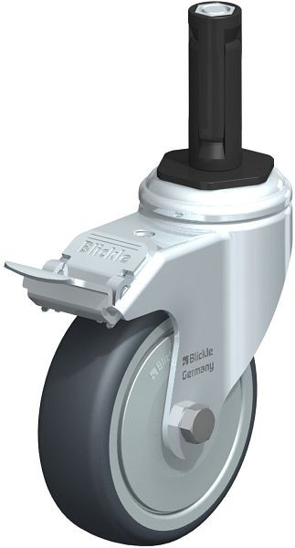 Blickle LKRA-TPA 101K-11-FI-FK-ER12 Apparate-Lenkrolle mit Expander & Feststeller, Thermoplastisches Gummi-Elastomer, Grau, 762661