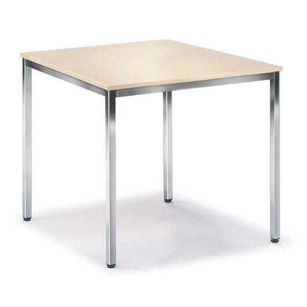 Deskin Besprechungstisch BASE-MODUL, Platte Ahorndekor, Gestell verchromt, B 800 x T 800 x H 720 mm, 248683