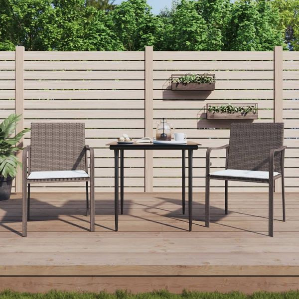 vidaXL 3-teilig Garten-Essgruppe mit Kissen Poly Rattan und Stahl, 3186937
