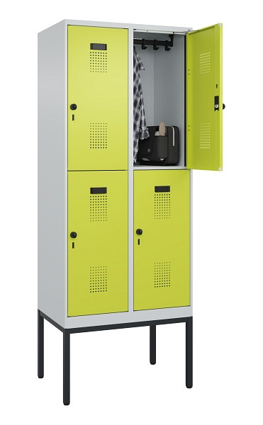 C+P Doppelstock-Spind Evolo PLUS, Gestell, 4 Fächer, 2120x800x500mm, 7035/0024, Drehriegel, 0493307-22 S10015