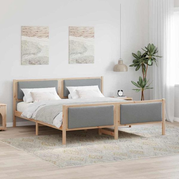 vidaXL Bettgestell mit Kopfteil Hellgrau 200 x 200 cm Stoff, 3394243