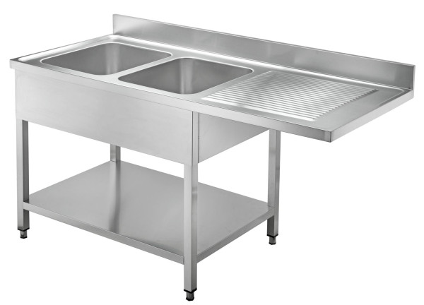 bergman PROFILINE Spültisch 700 mit 2 Becken links & Plattenüberstand B2000, 65686