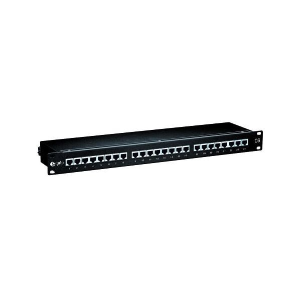 Equip Patchpanel 24 Ports 1HE Cat6 Schirm RAL7035 geschirmt 326324, 112350