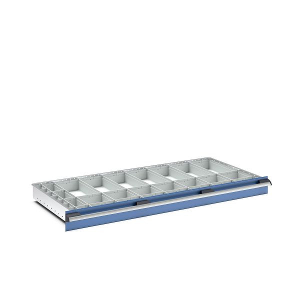 bott cubio Sortiment mit 32 Boxen, BxTxH: 1300x650x68mm, Kunststoff / RAL 7035, 43020783