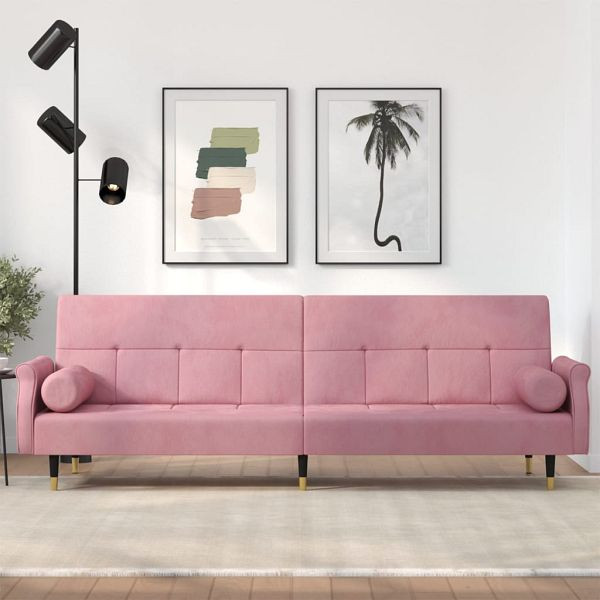 vidaXL Schlafsofa mit Kissen Rosa Samt, Übernachtung von Gästen, 351860