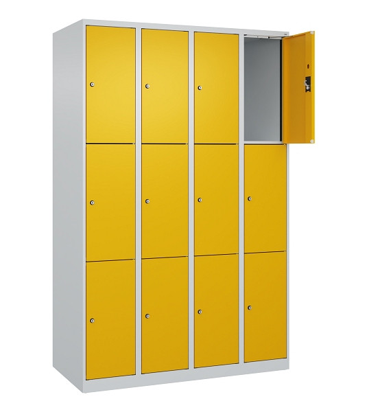 C+P Schließfachschrank Evolo PLUS, 12 Fächer, 1850x1200x500mm, 7035/1004, Abteile 4, Abteilbreite 300 mm, 049000-403 S10000
