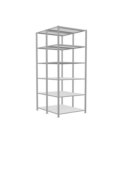 Schulte Grundregal, Steck-Doppelregal MULTIplus250, 2500 x 1000 x (2x600) mm, 2x6 Fachböden, Kreuzstrebe, RAL 7035 lichtgrau, 32161-G