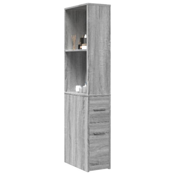 vidaXL Badschrank Schmal mit Rollen Grau Sonoma Holzwerkstoff, 855300