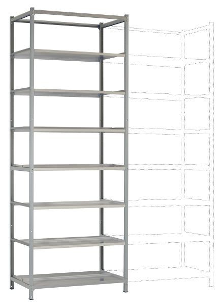 Manuflex Archivdoppel-Grundregal mit 7 Stahlböden, HxBxT = 2600 x 960 x 600 mm, RA2245.7035