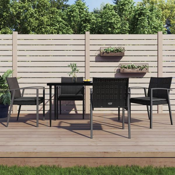 vidaXL 5-teilig Garten-Essgruppe mit Kissen Poly Rattan und Stahl, 3186975