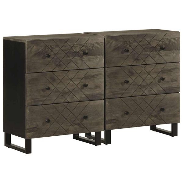 vidaXL Sideboards 2 Stk. Schwarz 60x33x75 cm Massivholz Mango, 3309998