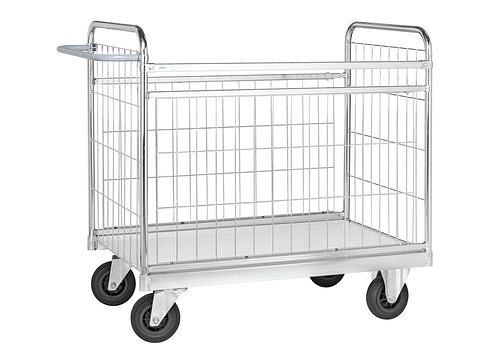 Kongamek Paketwagen KM, verzinkt, flexible Gitter-Seitenwände, TK 300 kg, Vollgummi-Rollen, Stopp, 269102