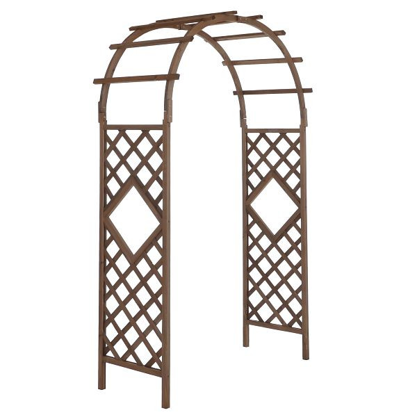 Mendler Rosenbogen HWC-Q20, Rankgitter Rosenspalier Rankhilfe Torbogen Garten Holz FSC®-zertifiziert 210x126x60cm, dunkelbraun, 121088