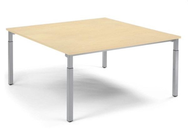 Deskin Konferenztisch System MODUL, Ahorndekor, 1600 x 1600 x 650 mm, Gestell: Alusilber RAL 9006, 349184