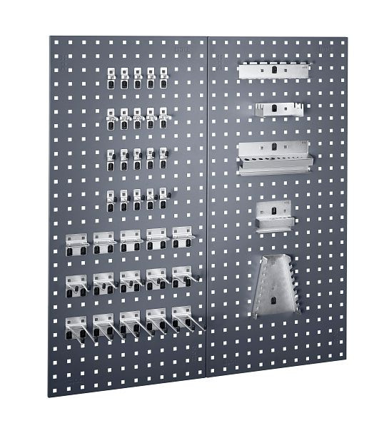 bott perfo Lochplattenset mit 40 Teile, 2 Platten, 20 Haken, 10 Klemmen, 10 Halter, BxTxH: 991 x 13 x 914 mm, RAL 7035, 14030155.16V