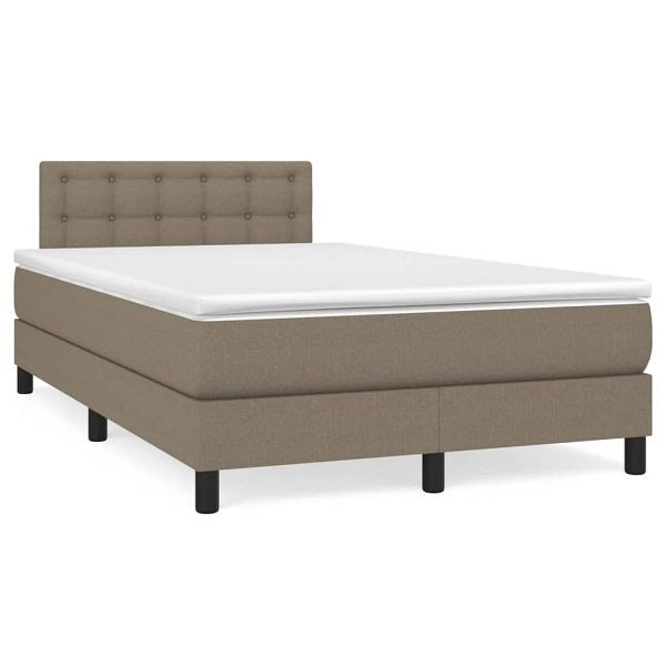 vidaXL Boxspringbett mit Matratze Taupe 120x190 cm Stoff, 3269755