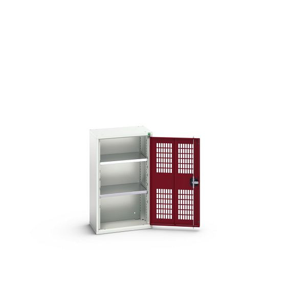 bott verso Flügeltürschrank mit Belüftung, mit 2 Fachböden, BxTxH: 525 x 350 x 900 mm, Lichtgrau / Purpurrot, 16926711.24