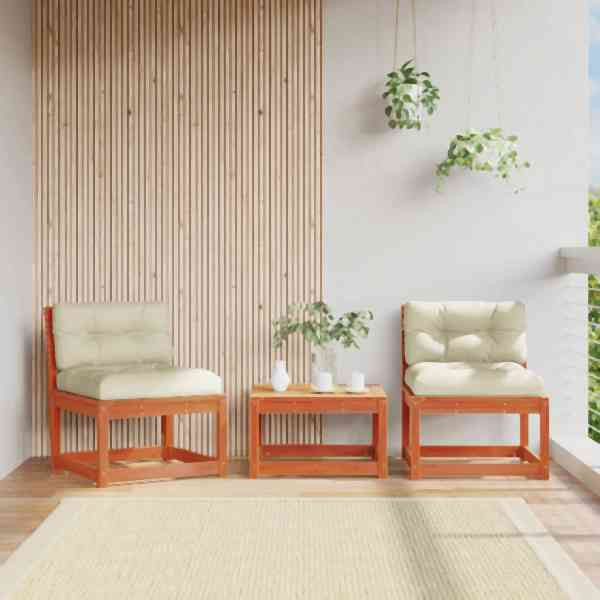 vidaXL Gartensofas mit Kissen 2 Stück Wachsbraun Massivholz Kiefer, 844706