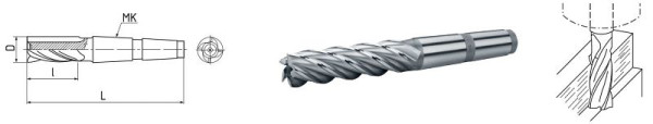 ELMAG HSS Co5-Schaftfräser mit Morsekegel DIN 845, Ø 20,0 mm, MK 2 (lang), 74055
