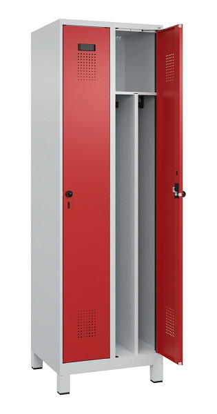 C+P Spind Evolo PLUS, mit Füßen, 2 Abteile, 1950x600x500mm, 7035/3000, Verschluss Drehriegel, 049010-20F S10003