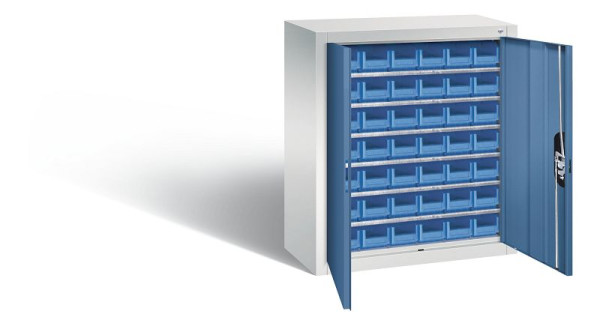 C+P Magazinschrank Serie 13, H830xB700xT300mm, Farbe: Lichtgrau / Fernblau, Muldengriff, 134013-21 S10053