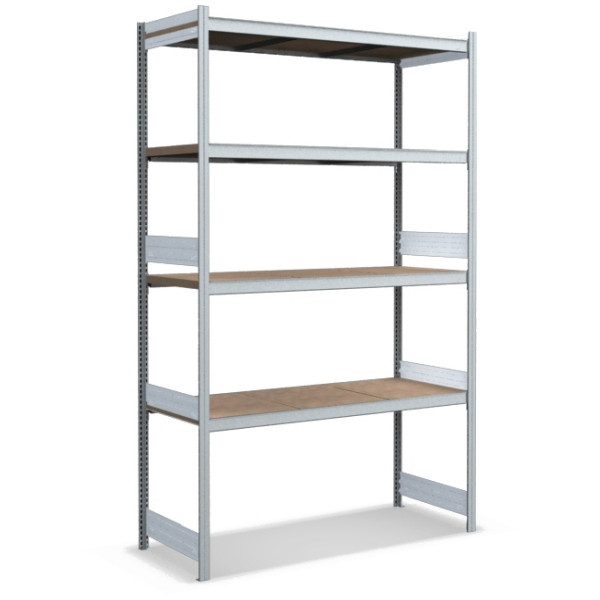 BITO Großfachregal Grundfeld Set /350kg 2499x1562x624 4 Ebenen Spanplatte verzinkt, C1255-0005