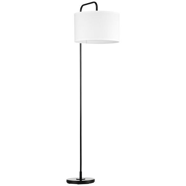 HOMCOM Stehlampe mit Fußschalter, Bodenlampe mit Stoffschirm, Stahl, Weiß, B31-329