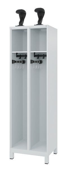 C+P Feuerwehrspind Evolo, Modell EXPERT, 2 Abteile, H1850B600T500 mm, Lichtgrau, Füße, 0491015-20 S10006
