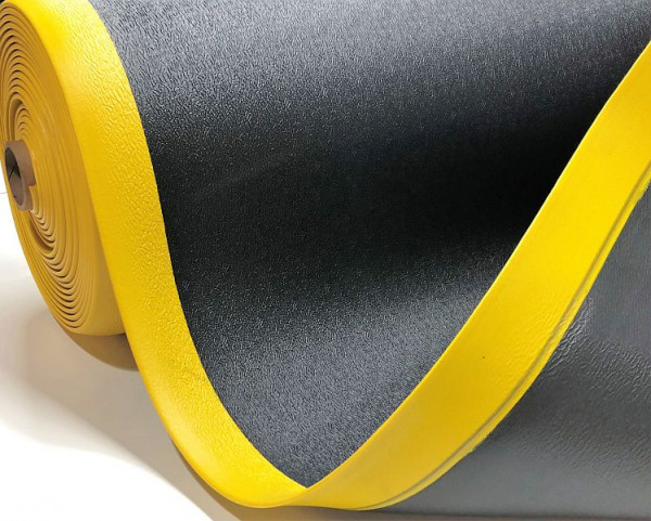 Global Mats SOFT STEP Arbeitsplatzmatte schwarz/gelb, texturiert, 90cm x 1830cm, Rolle, 7215 0 SG 9R