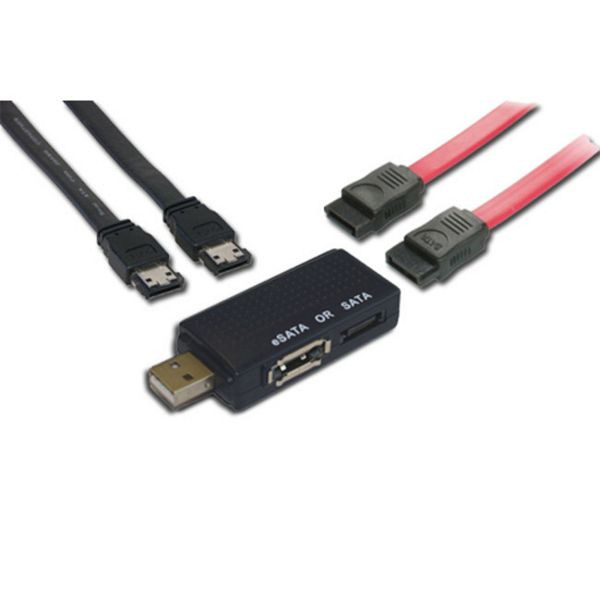 S-Conn USB auf eSATA+SATA Adapter-SET, inkl. eSATA + SATA Kabel 1,0 m, 75624-SET