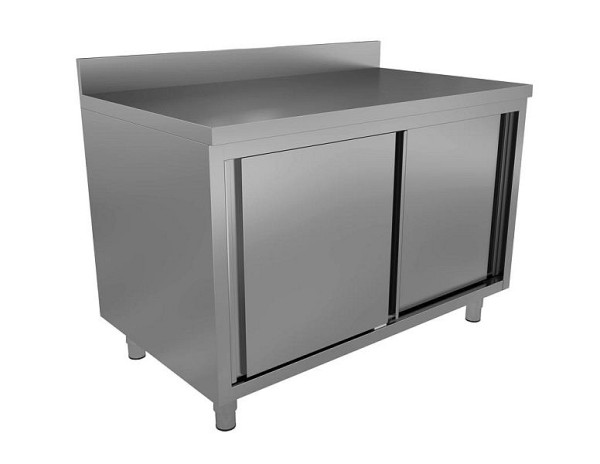 Unninox Europe Arbeitstisch mit Schiebetüren 1800x600x850 mm (BxTxH), mit Aufkantung, WT-1806085-SS