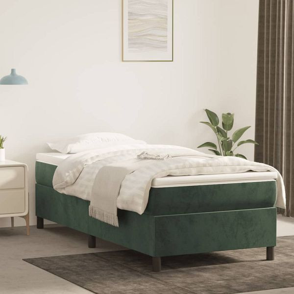 vidaXL Bettgestell Dunkelgrün 90x190 cm Samt, Material: Samt (100% Polyester), Sperrholz, Holzwerkstoff, 3121093