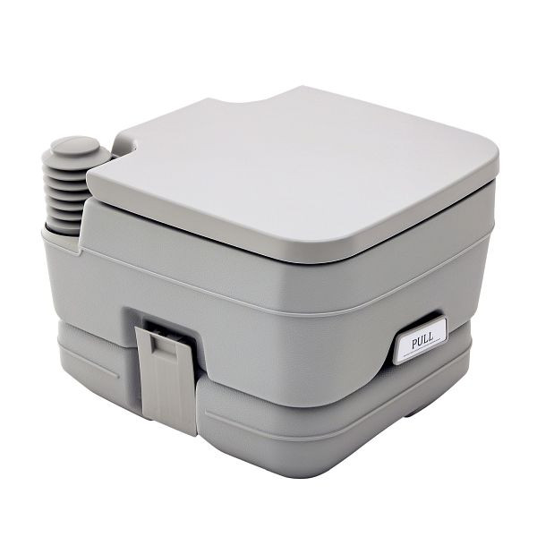 HOMCOM Outdoor-WC, tragbare Toilette, Abfalltank, Spültank, Kunststoff, Deckel, Grau, B50-003