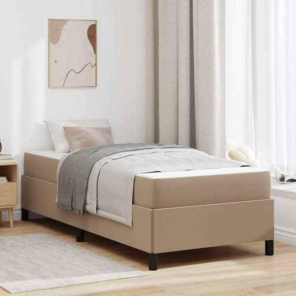vidaXL Bettgestell mit Matratze Cappuccino 90 x 190 cm Kunstleder, 3398978