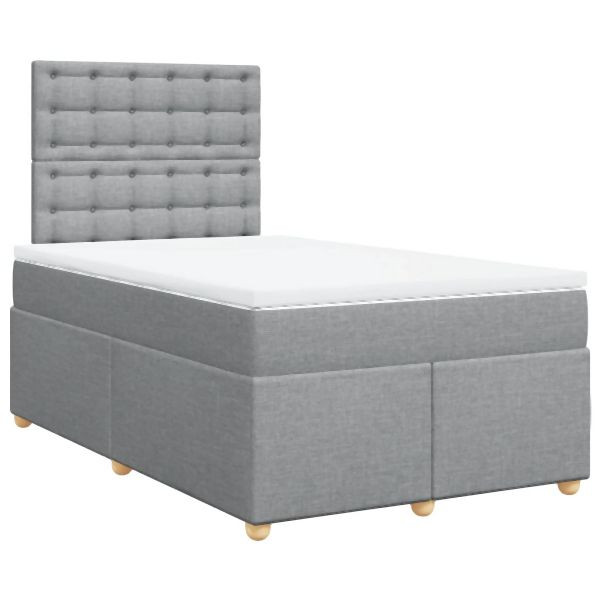 vidaXL Boxspringbett mit Matratze Hellgrau 120x190 cm Stoff, 3291233