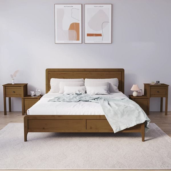 vidaXL Nachttische 2 Stück Honigbraun 79,5x38x65,5cm Massivholz Kiefer, 814546