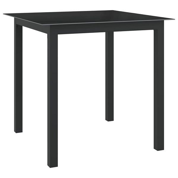 vidaXL Gartentisch Schwarz 80x80x74 cm Aluminium und Glas, 312200