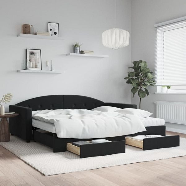 vidaXL Tagesbett Ausziehbar mit Schubladen Schwarz 100x200 cm Samt, 3197384